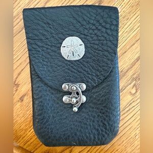 Black leather phone purse for belt
